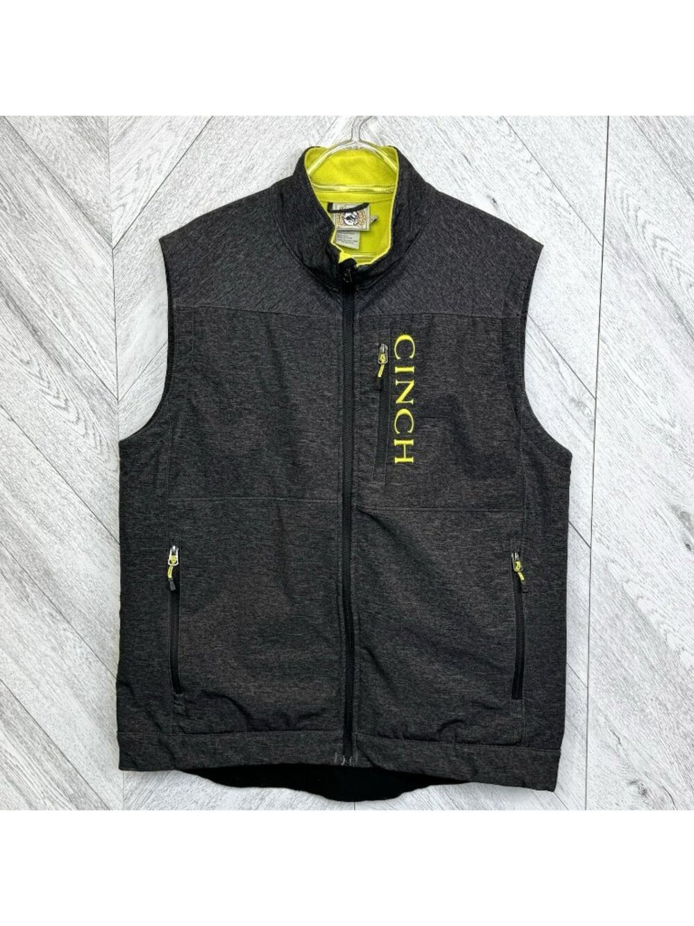 CINCH Mens Softshell Full Zip Vest Jacket Gray Size Large Western Chore Outdoor